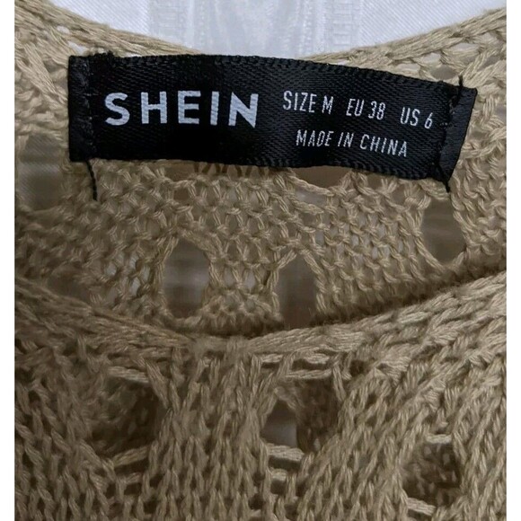 Shein Slip Dress Medium Beige Knit Cover-up Spaghetti Straps Circles Bubbles M - Picture 5 of 9